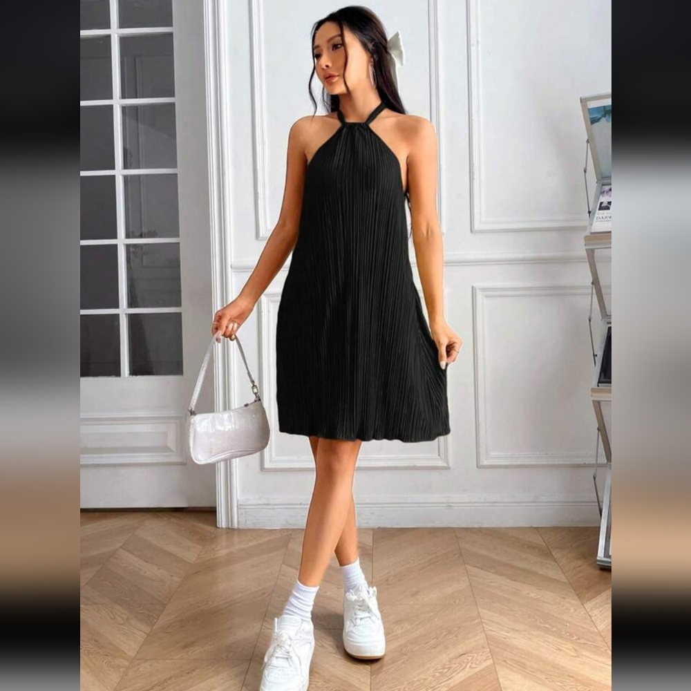 Elegant Black Halter Dress